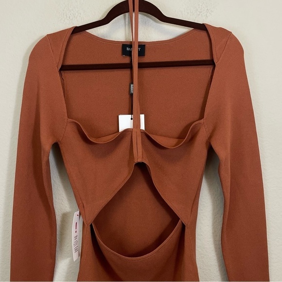 NWT Bardot Copper Maxwell Long Sleeve Cut‎ Out Knit Top Size L - Picture 4 of 9